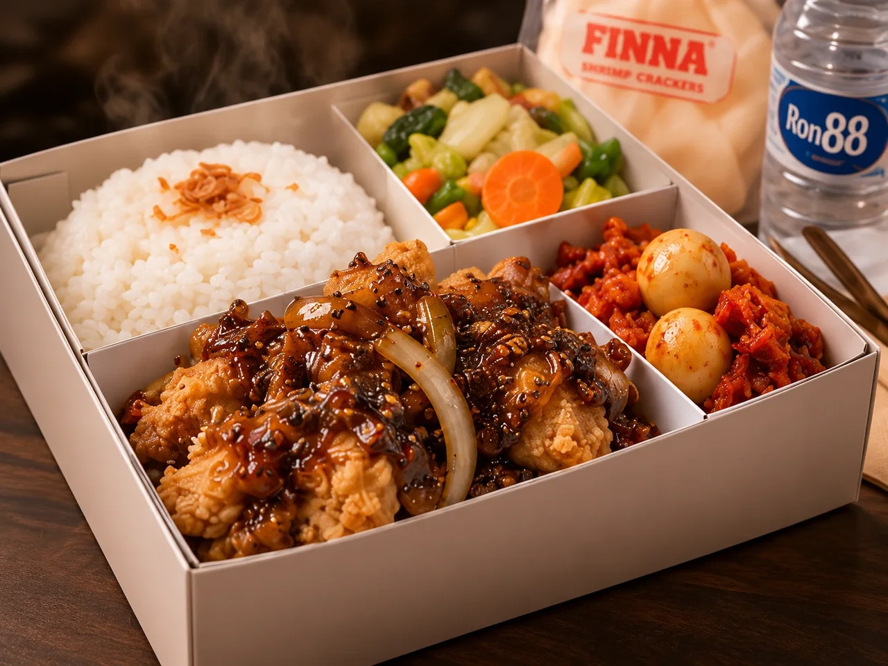 Foto sebagai contoh sajian, Nasi box